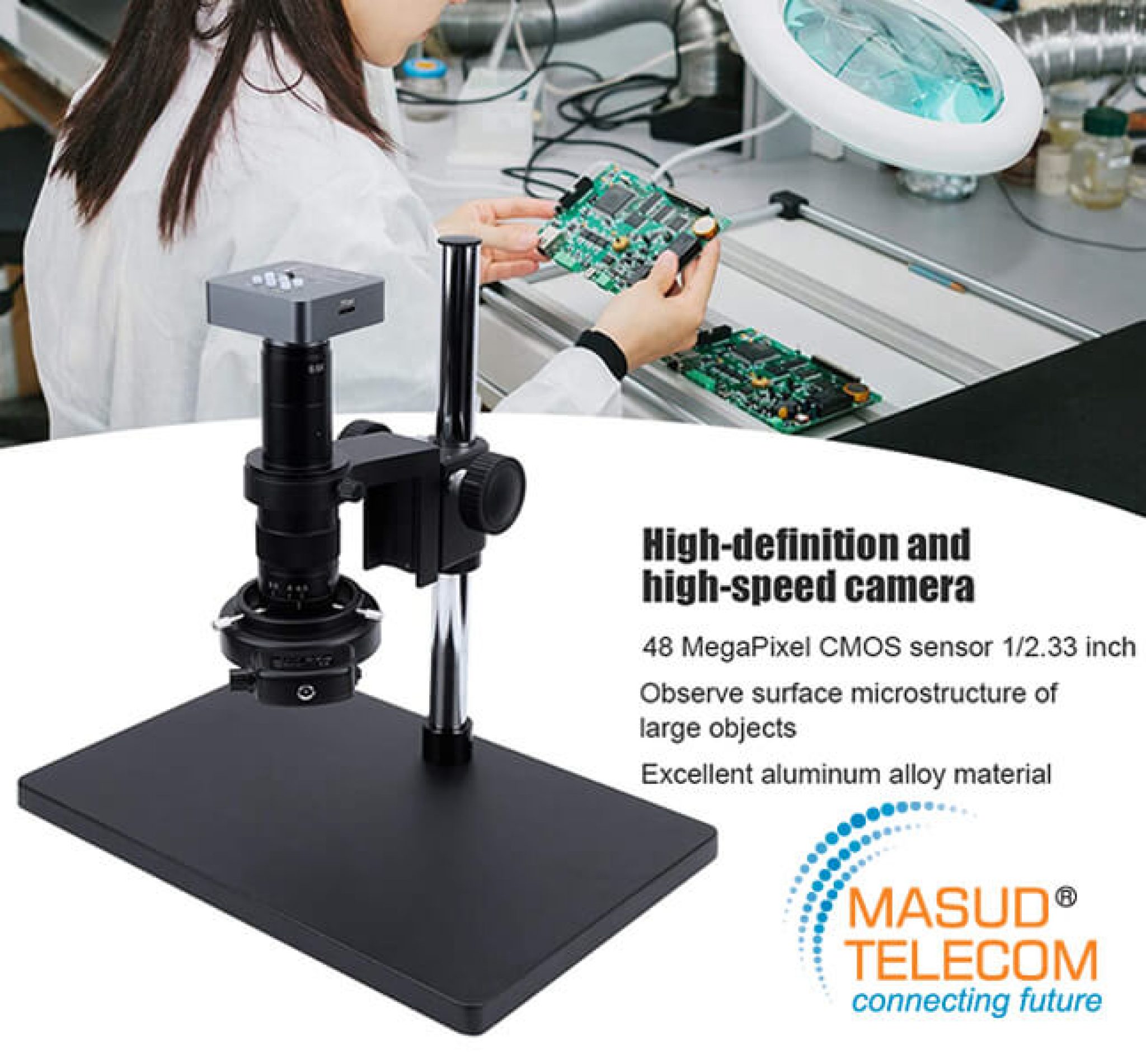 Microscope Camera, AC100‑240V 1920 x 1080 2K USB Output 48MP Large